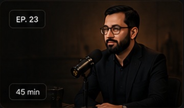 Podcast host recording episode 23